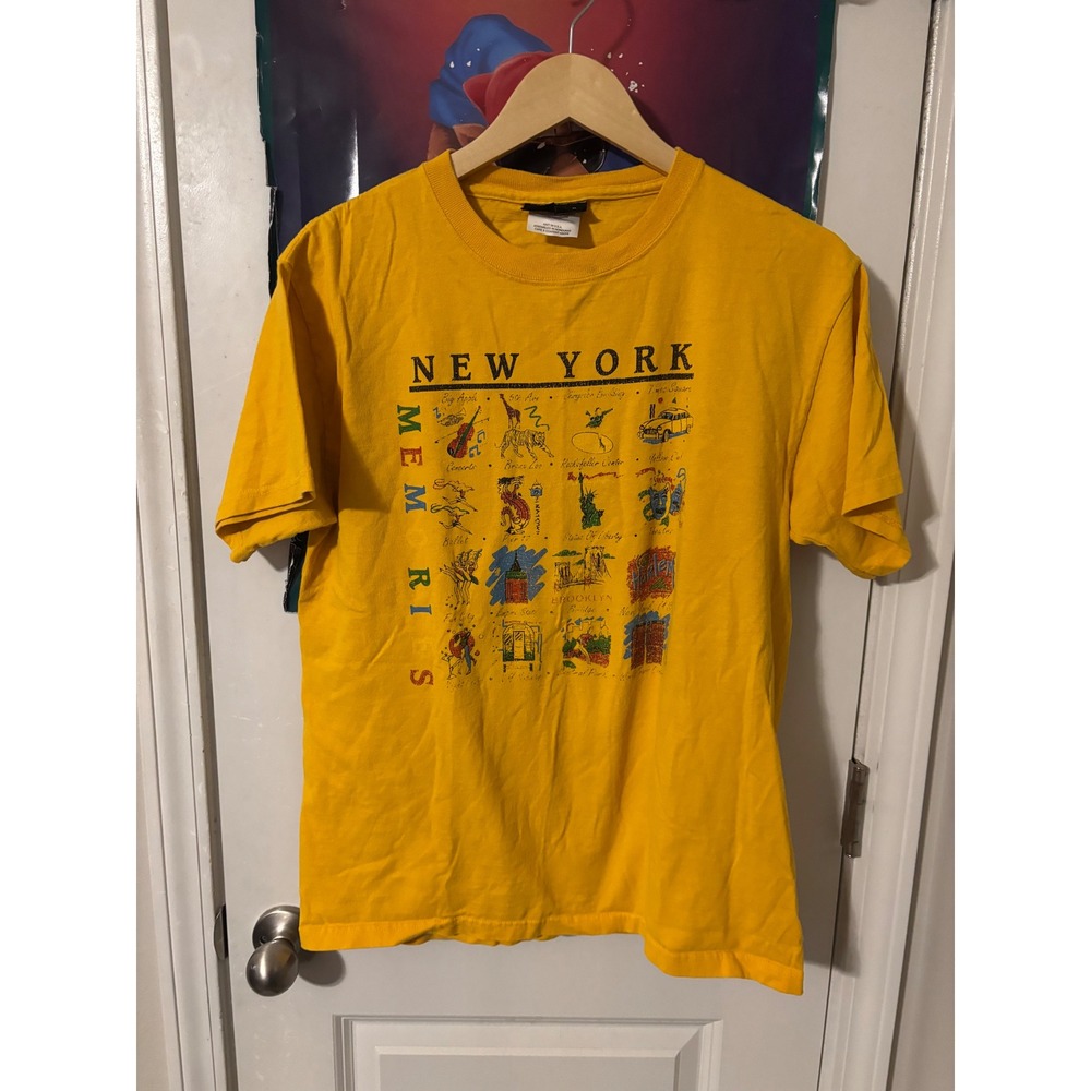 Jones & Mitchell New York Memories T-Shirt Mens Medium Yellow Souvenir NYC Tee